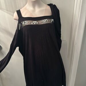 Block long sleeve shirt with rhinestones XL